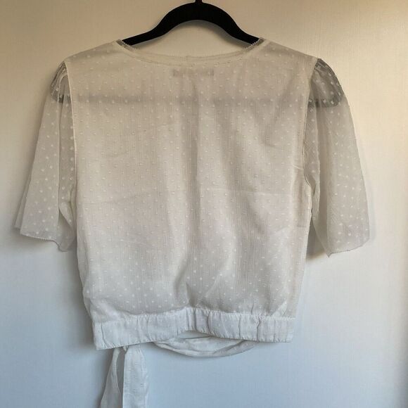 Abercrombie & Fitch Faux wrap tie waist short sleeve top XS - Picture 3 of 9